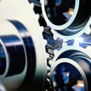 3d illustration of close-up gear metal wheels